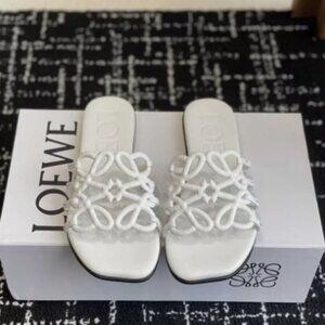 Loewe Petal Anagram Slide in Soft Calfskin